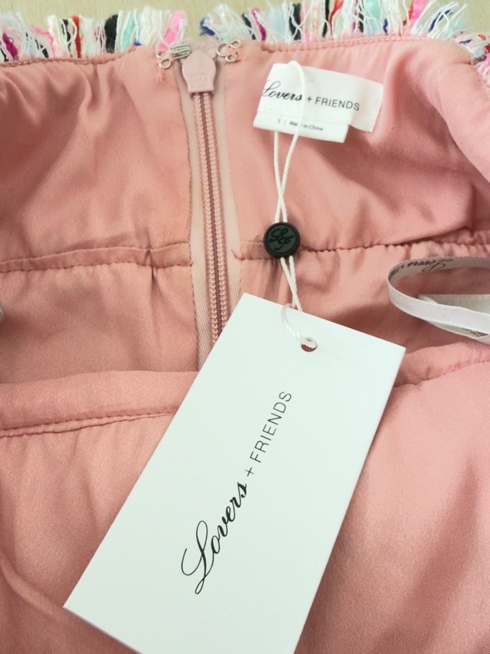 NWT Lovers + Frends Pink Tweed Ruffle-Hem Mini Dress - Picture 4 of 5